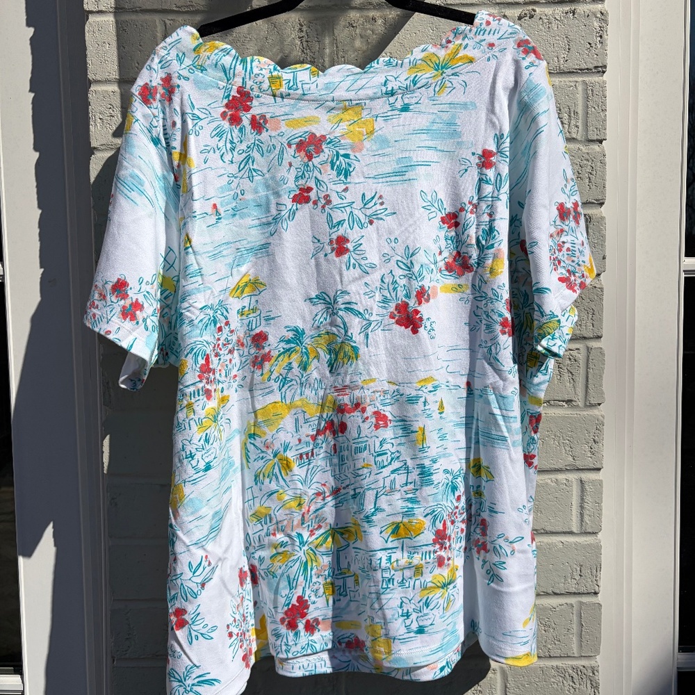Kim Rogers short sleeve scallop neck top 3X - Picture 5 of 9